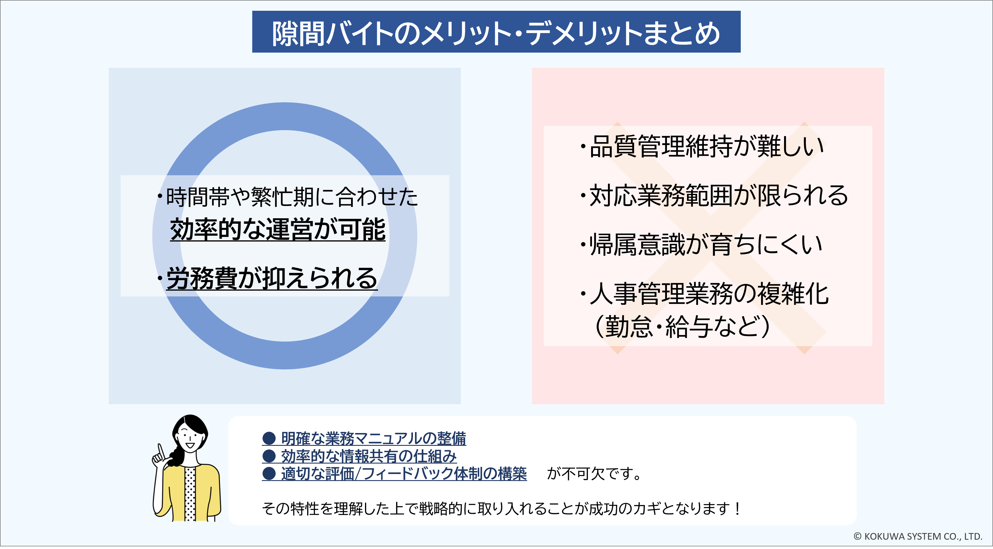 隙間バイトのメリット・デメリット一覧表